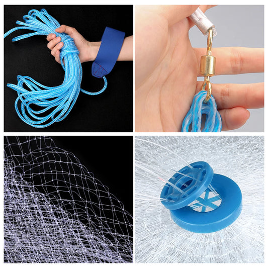 Cast Net 4Ft-8FT Radius Bait Net for Fishing Small Mesh Cast Net Premium Fishing Nets for Saltwater with Aluminum Sinkers.