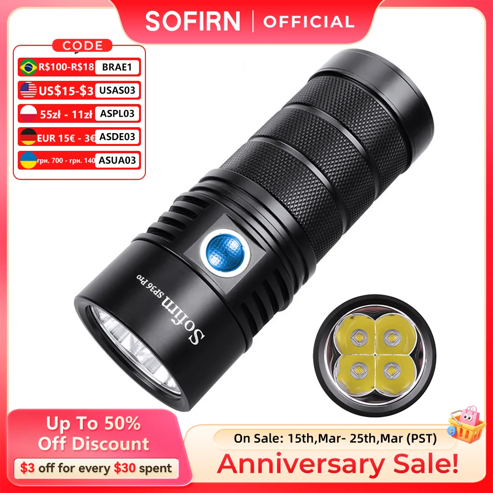 Sofirn SP36 Pro 8000lm Powerful LED Flashlight.