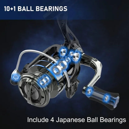 Ultralight Magnesium Body Spinning Reel for Bass Trout Catfish 10+1 BB Carbon Fiber Max Drag 39 LBs Smooth Operation.