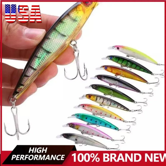 10PCS CrankBait Hard Bait for Freshwater and Saltwater Fishing.