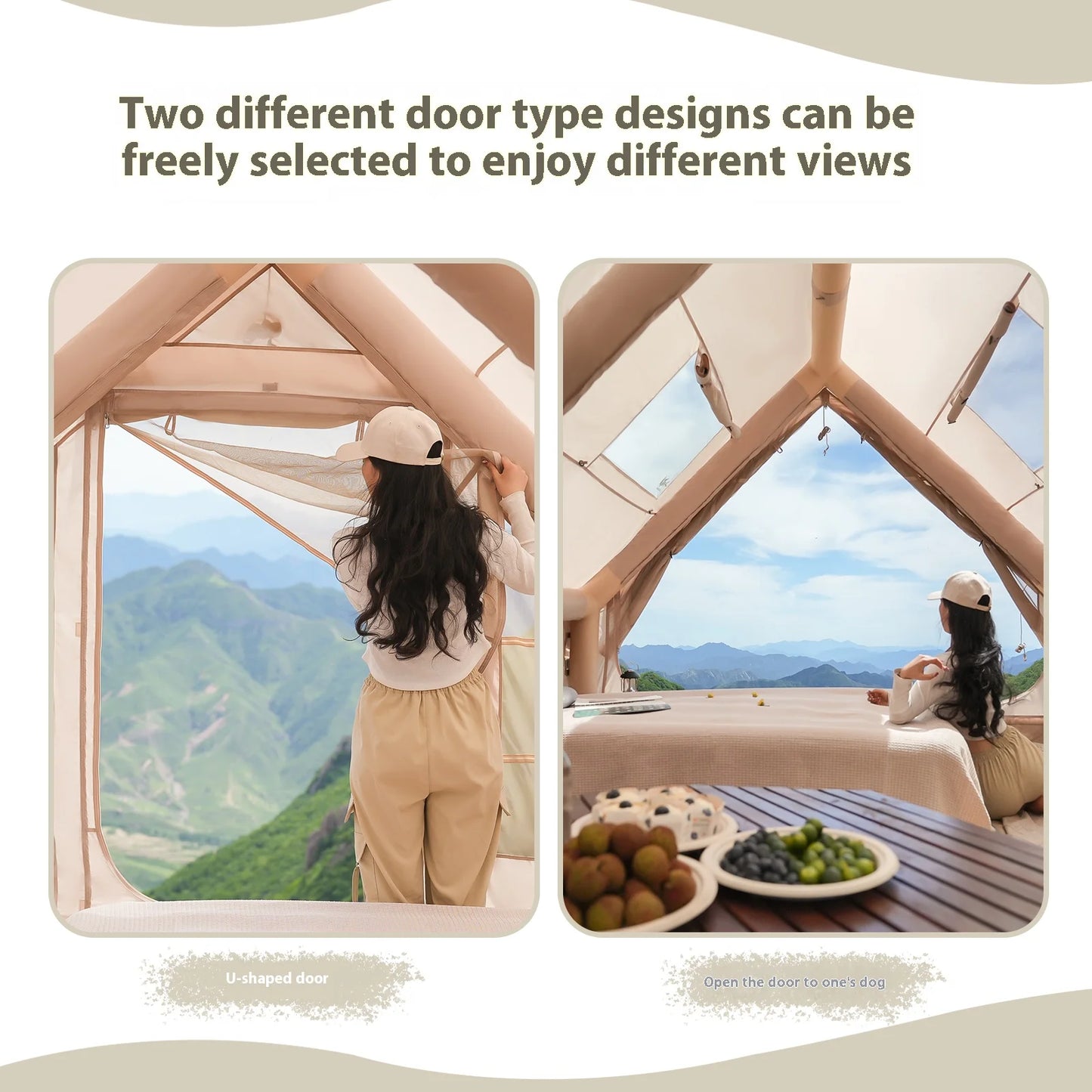 Inflatable Tents For Adult Camping, Luxury Camping Tents, Inflatable Tents With Stove Plug, 4/6/8 Person Family Camping.