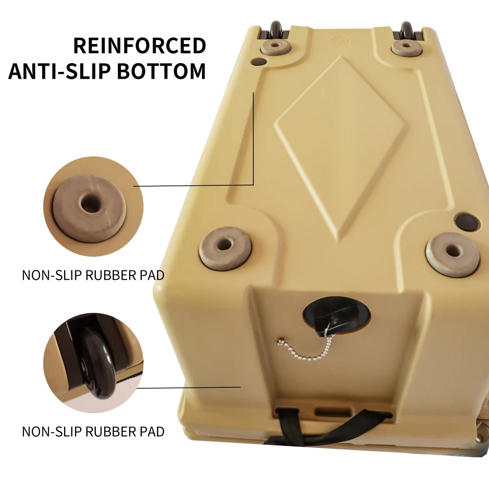 Khaki color ice cooler box 65QT.