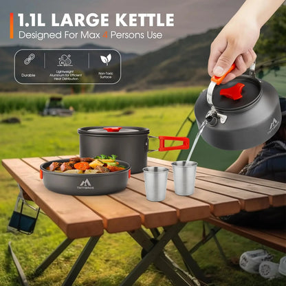17PCS/ Camping Cookware Kit 2-3 People Tableware Aluminum Cooking set.