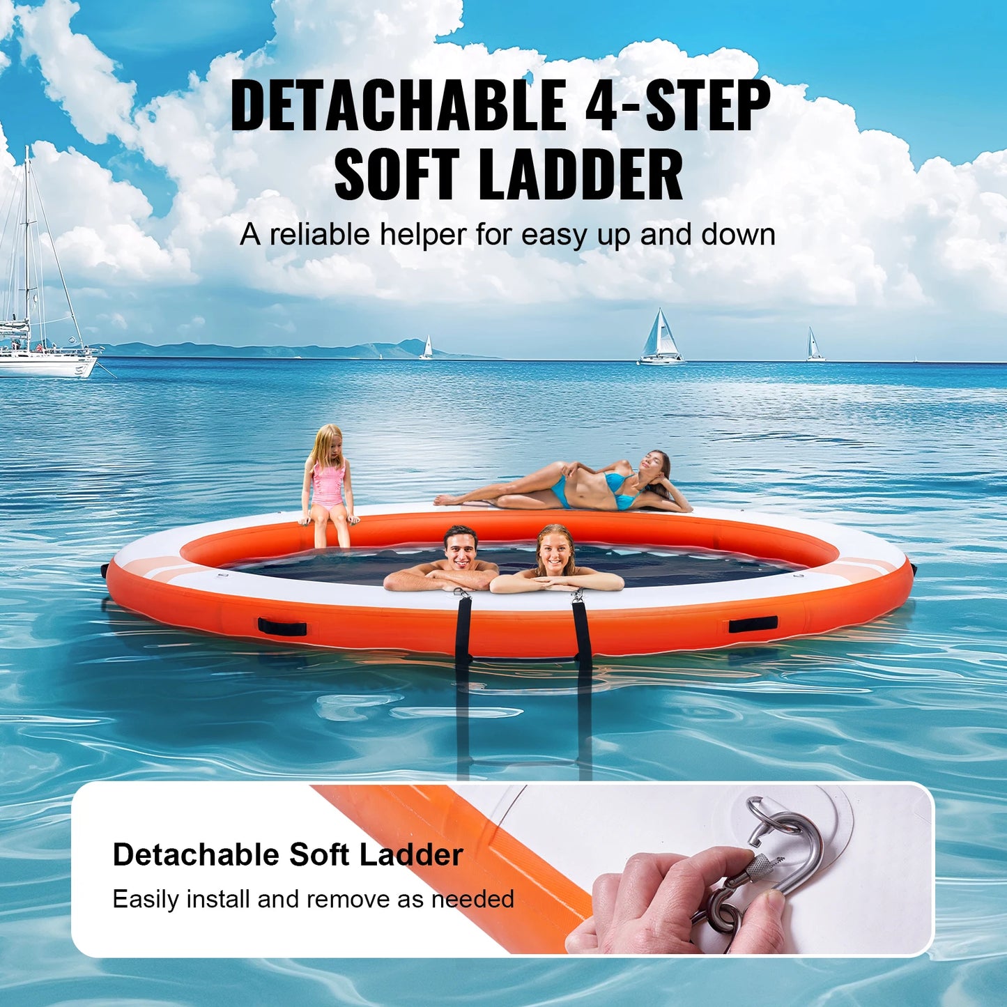 SucceBuy Inflatable Floating Dock 10x8FT Non-Slip Water Detachable Ladder Portable Carrying Bag Floating Platform Island Raft.