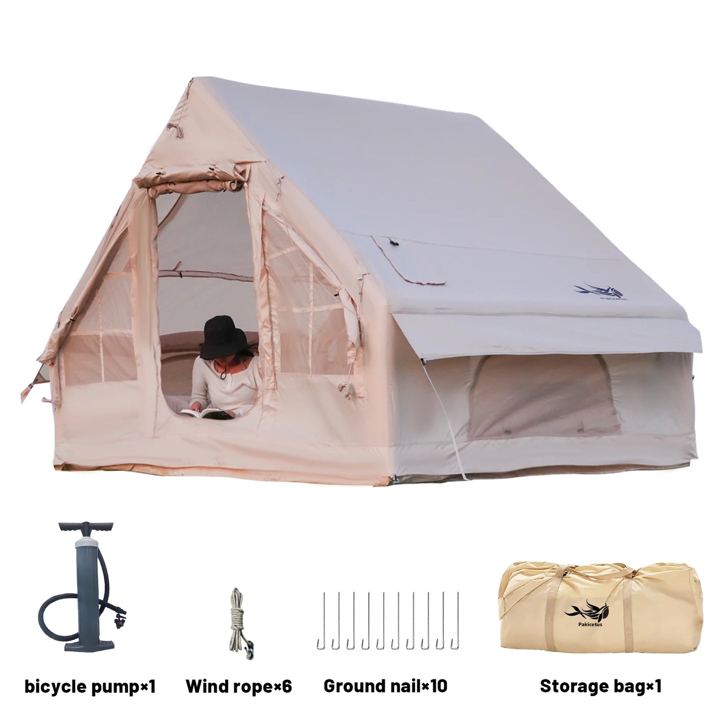 Inflatable Tents For Adult Camping, Luxury Camping Tents, Inflatable Tents With Stove Plug, 4/6/8 Person Family Camping.