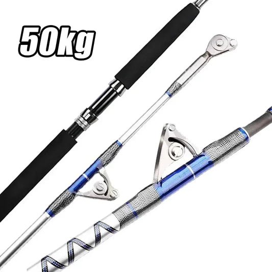 Saltwater Big Game Fishing Rod 50kg 2 Piece Offshore Trolling Rod with Roller Guides.