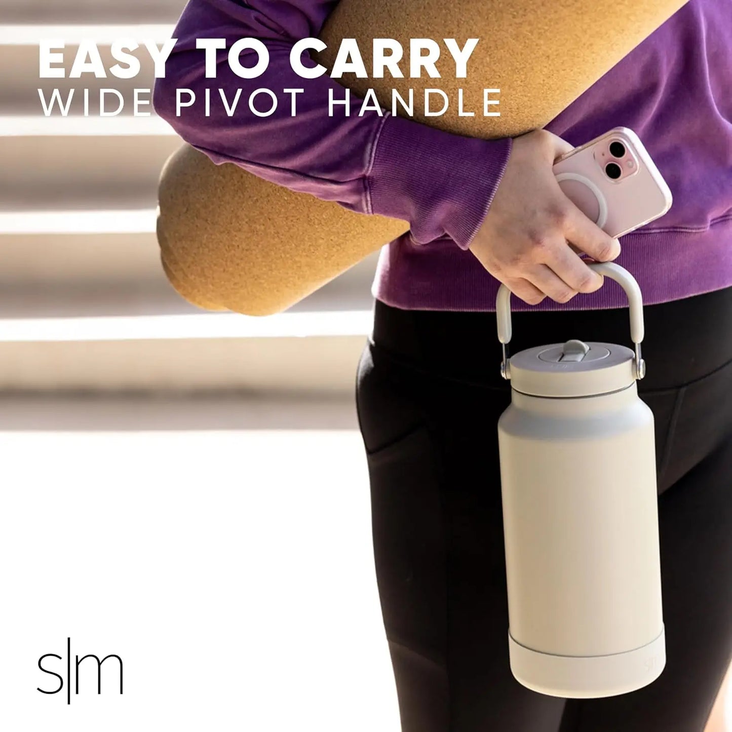 Insulated Stainless Steel Water Bottle with Interchangeable Lids, Handle & Boot, 64oz for Sports Camping Outdoors.