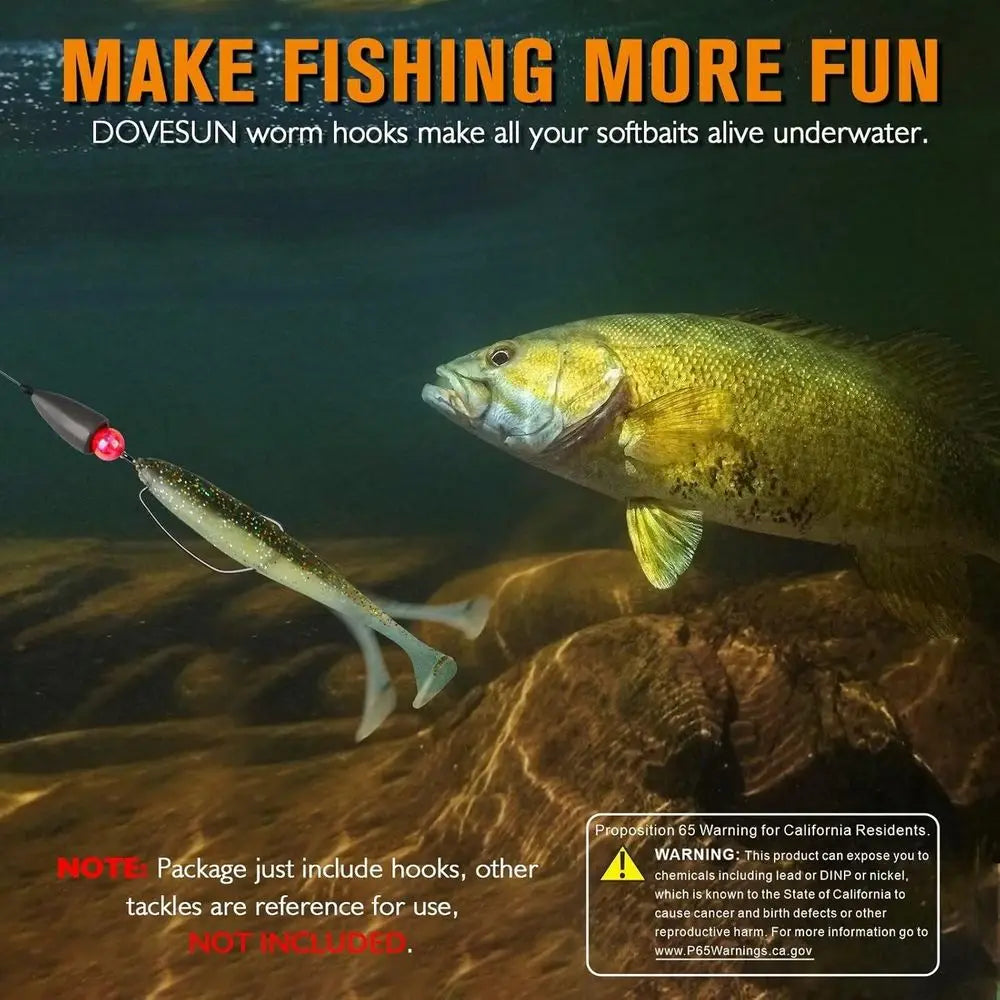 EWG Offset Worm Hooks for Bass Fishing 100PCS/50PCS.