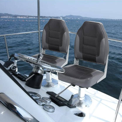 2 Pack Folding Boat Seats, High Back Fishing Boat Seat.