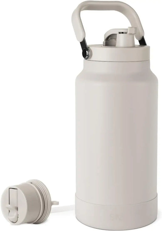 Insulated Stainless Steel Water Bottle with Interchangeable Lids, Handle & Boot, 64oz for Sports Camping Outdoors.