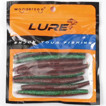 10pcs pack Silicone Worm Lure 10cm Artificial Bait Senko Slow Sinking Worm.