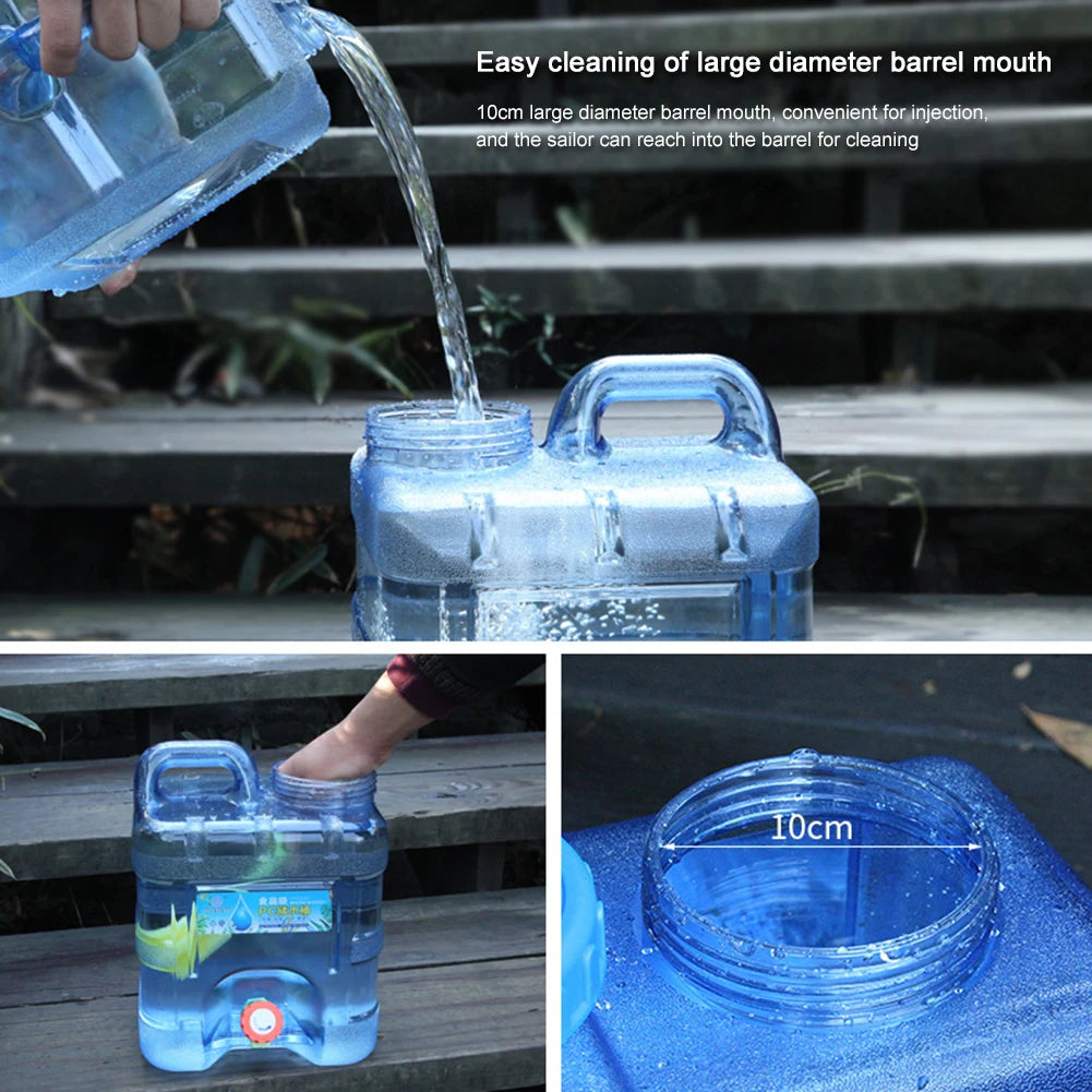 Portable 7.5/10/15L Water Container with Faucet Self-Driving Tour Leakproof Camping Water Bucket Tank for Picnic Hiking.