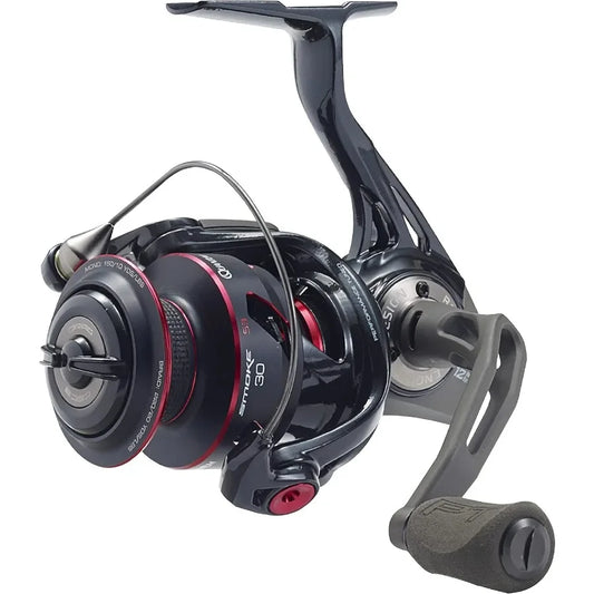 Smoke Spinning Fishing Reel with Changeable Right or LeftHand Retrieve.