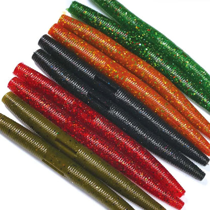 10pcs pack Silicone Worm Lure 10cm Artificial Bait Senko Slow Sinking Worm.