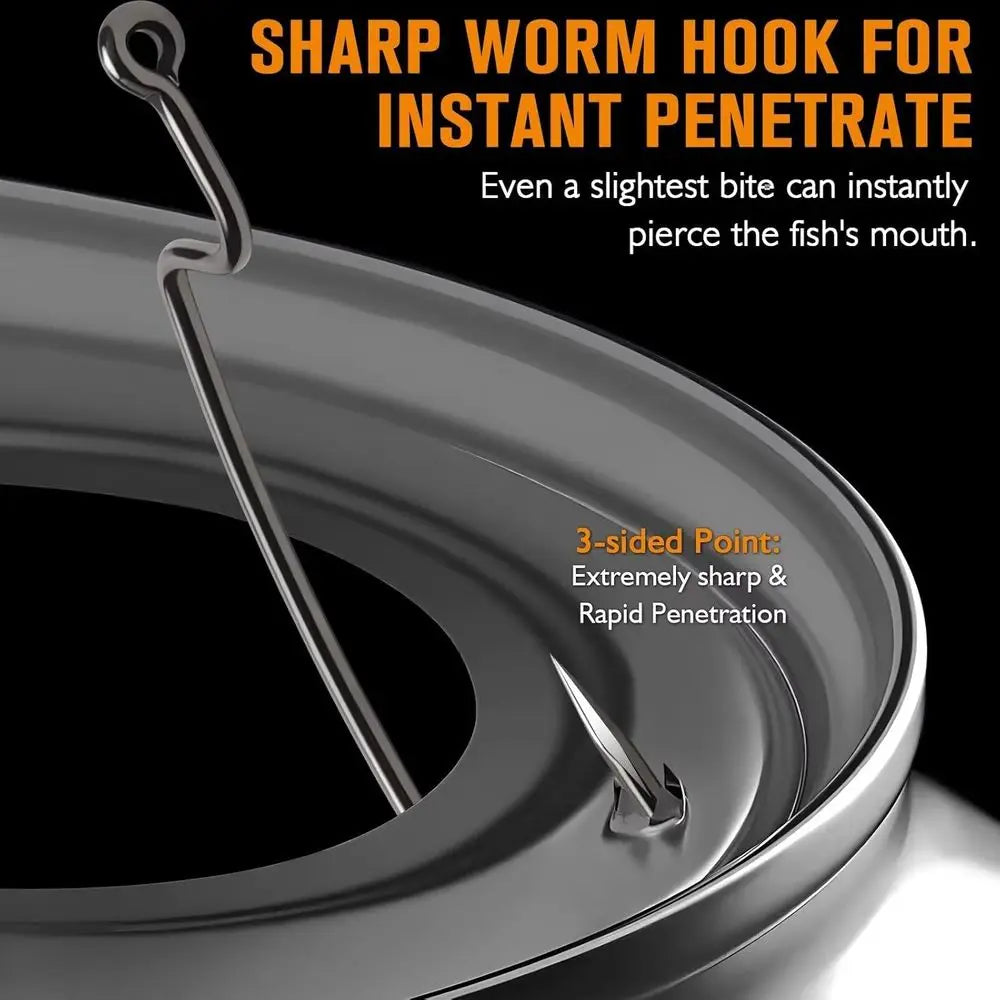 EWG Offset Worm Hooks for Bass Fishing 100PCS/50PCS.