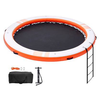 SucceBuy Inflatable Floating Dock 10x8FT Non-Slip Water Detachable Ladder Portable Carrying Bag Floating Platform Island Raft.