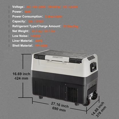 SucceBuy 35/45/55L Portable Electric Cooler Car Refrigerator with Wheels