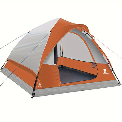 Pop Up Camping Tent - 4 Person Instant Easy Set Up Tent with Removable Rain Fly, Waterproof Windproof for Outdoor Camping.