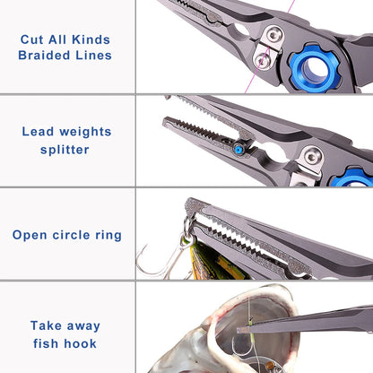 Aluminum Fishing Pliers with Wire Cutters.