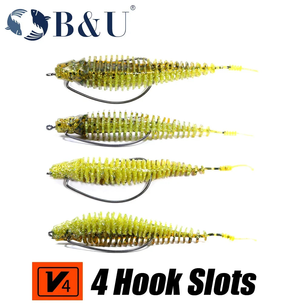 B&U 6pcs 8.9cm Swimming Worm Bait.