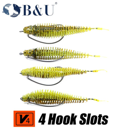 B&U 6pcs 8.9cm Swimming Worm Bait.
