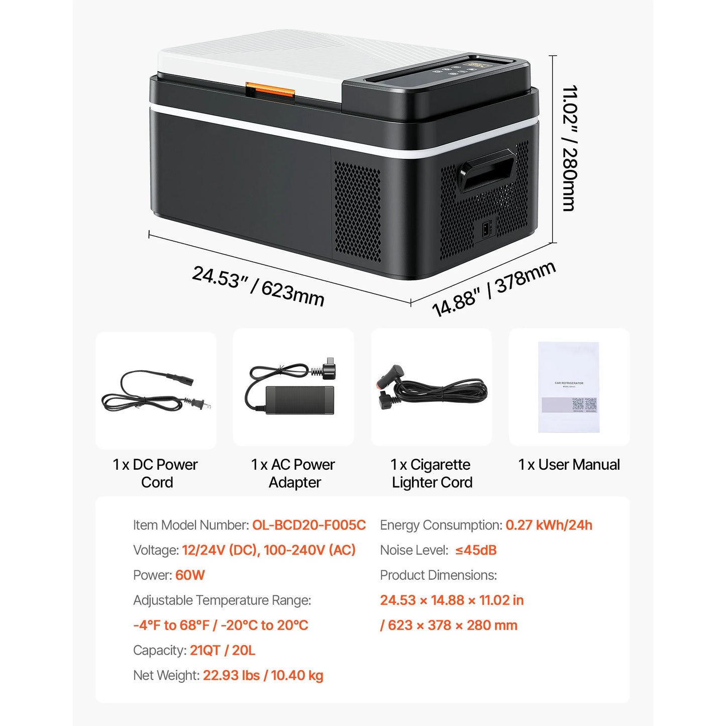 SucceBuy 20L 22L 35L 45L 55L Car Refrigerator Mini Fridge Portable Compressor Cooler DC 110-240V Ice Box for Camping.