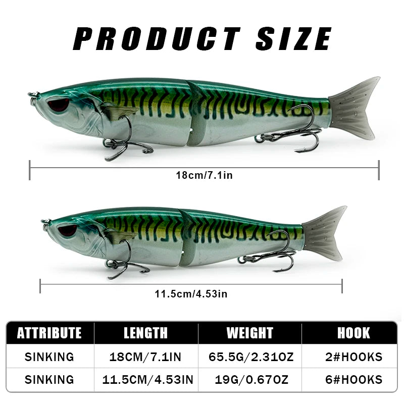65.5g/19g Two Sizes of Bionic Multi-Section Lure.