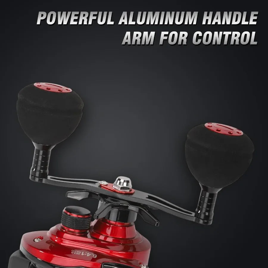 Baitcaster Reels with 6.4:1 Gear Ratio and 33 Lb Max Drag for Precision Casting in Freshwater and Saltwater.