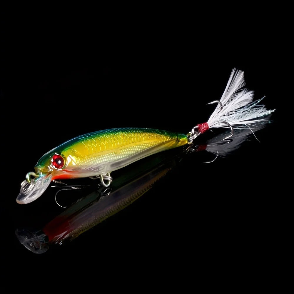 10pcs  Fishing Lures Set with Feathered Hooks.