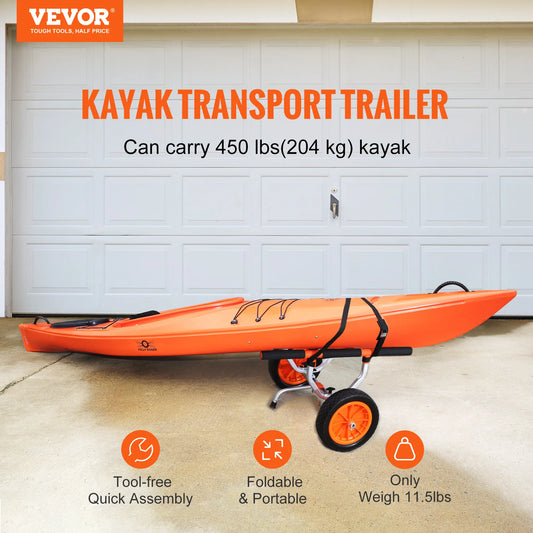 SucceBuy 450lbs Kayak Cart Detachable Canoe Trolley Cart with 12'' Solid Tire with Adjustable Width.