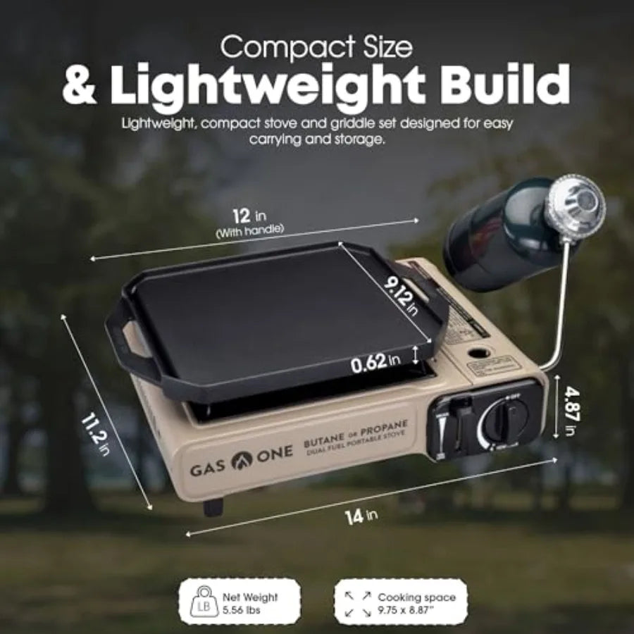 GasOne GS-3400P-KIT Propane or Butane Gas Stove with Flat Top Griddle Included.