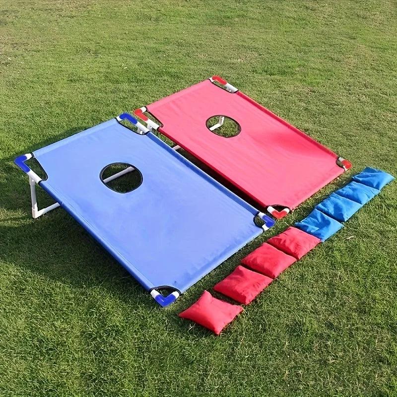 This portable corn hole set is a solid addition for outdoor activities like beach trips or camping, especially given its foldable design and lightweight build.