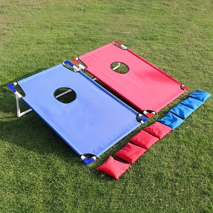 This portable corn hole set is a solid addition for outdoor activities like beach trips or camping, especially given its foldable design and lightweight build.