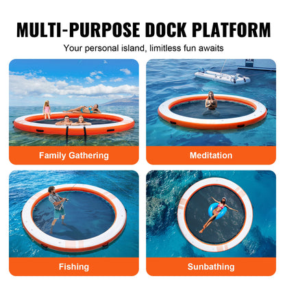 SucceBuy Inflatable Floating Dock 10x8FT Non-Slip Water Detachable Ladder Portable Carrying Bag Floating Platform Island Raft.