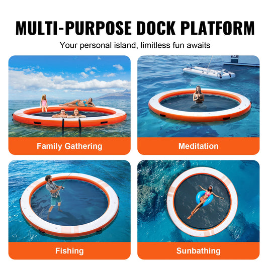 SucceBuy Inflatable Floating Dock 10x8FT Non-Slip Water Detachable Ladder Portable Carrying Bag Floating Platform Island Raft.