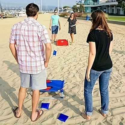 This portable corn hole set is a solid addition for outdoor activities like beach trips or camping, especially given its foldable design and lightweight build.