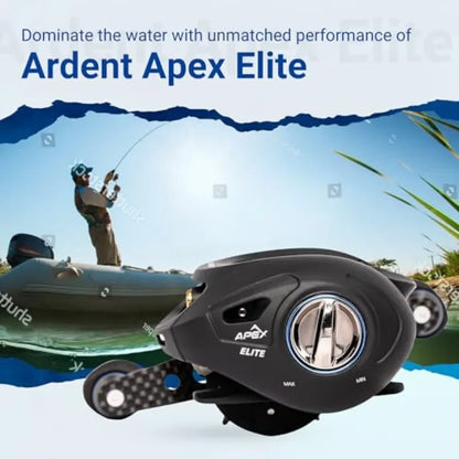 Apex Elite Baitcasting Reel Right Handed 7.3:1 Gear Ratio 12+1 Ball Bearing Aluminum Frame Fishing Reel with EVA Grip.