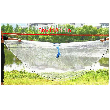 10ft Diameter Fishing Cast Net 0.59*0.59in mesh Fishing Cast Net for Bait.