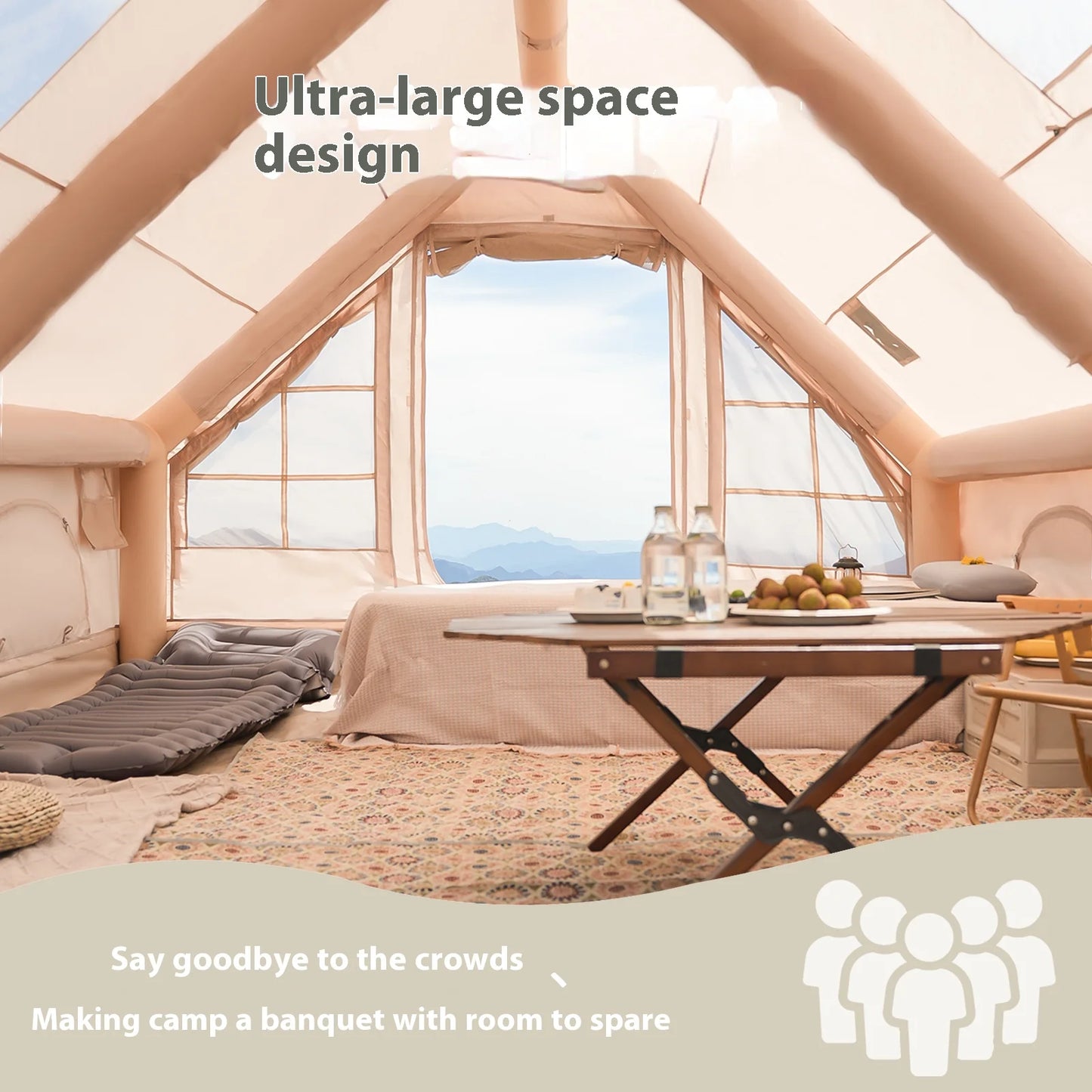 Inflatable Tents For Adult Camping, Luxury Camping Tents, Inflatable Tents With Stove Plug, 4/6/8 Person Family Camping.