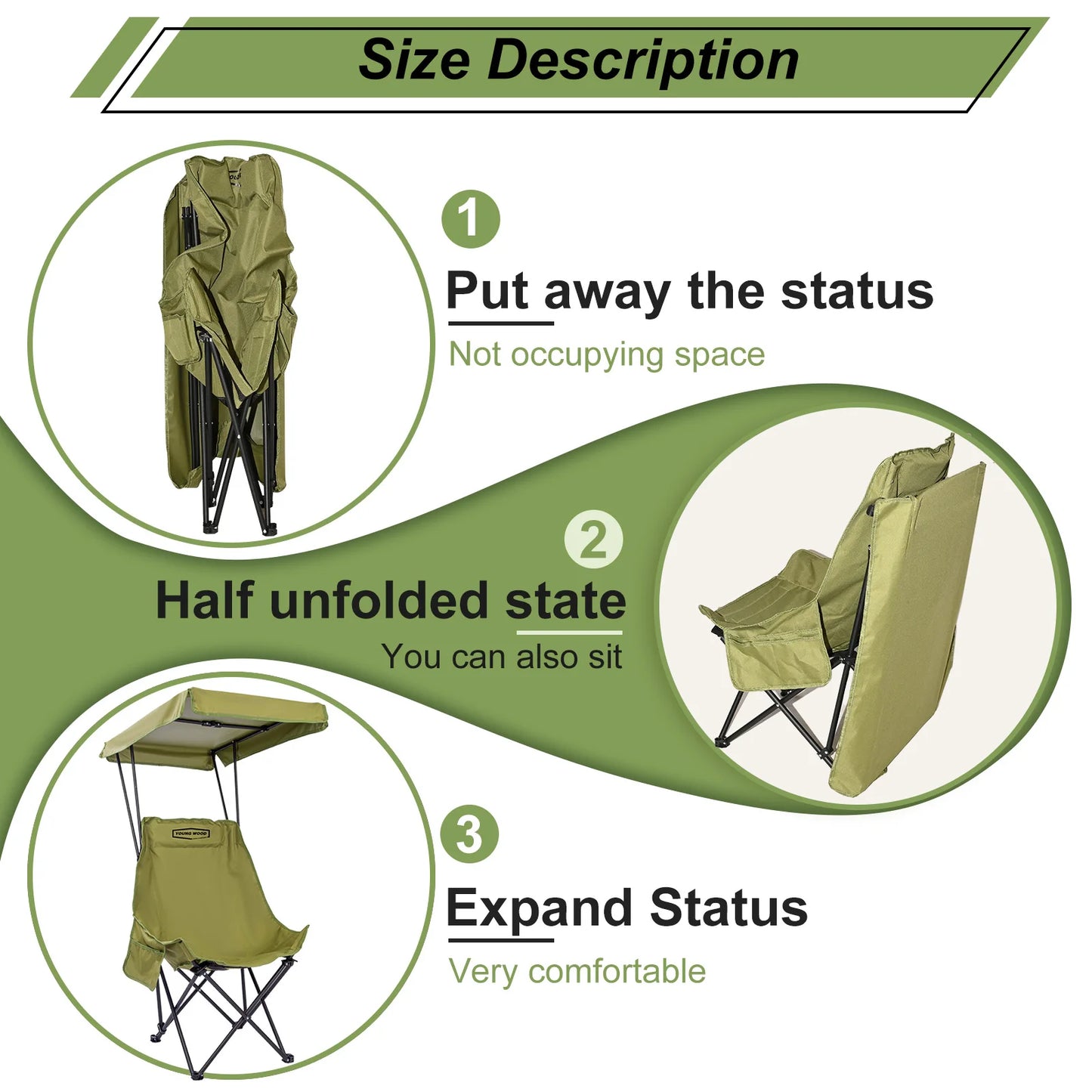 YOUNG WOOD Portable Camping Chair.
