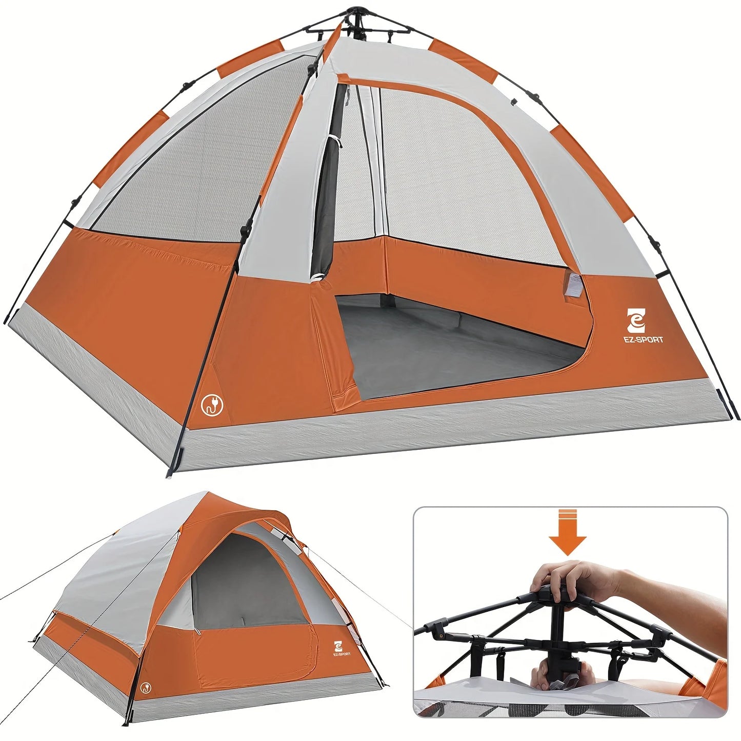 Pop Up Camping Tent - 4 Person Instant Easy Set Up Tent with Removable Rain Fly, Waterproof Windproof for Outdoor Camping.