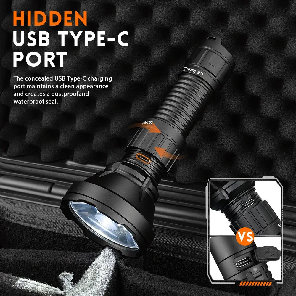 Sofirn SF26 2000lm SFT40 LED 6000K Tactical Flashlight Type-C Rechargeable.
