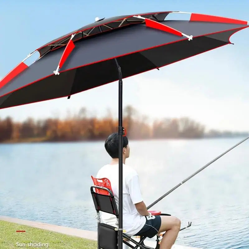 1.8m Fishing Sun Umbrella with 360-Degree Rotation Thickened Folding sun and snow protection Fishing Umbrella for Beach and camping