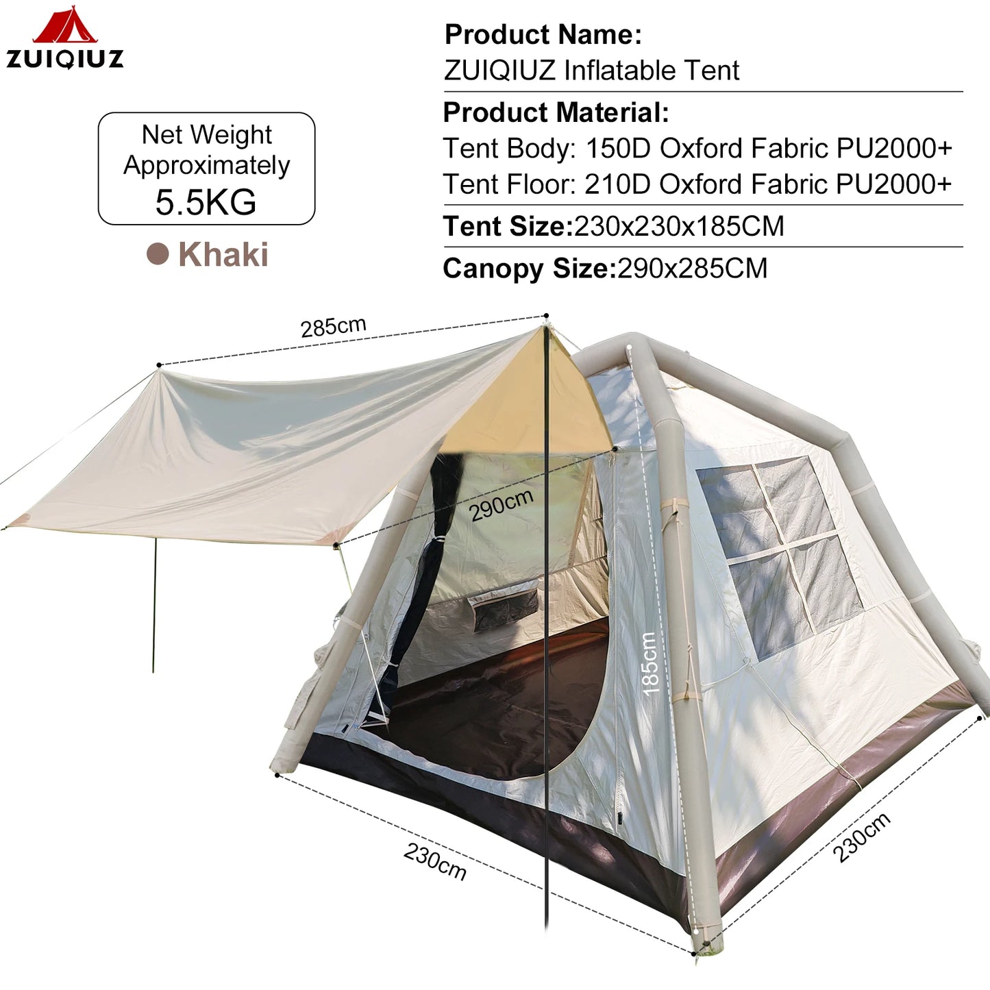 Automatic Inflatable Camping Tent,Easy Set up 3-4 Person Glamping Outdoor 4 Season Air Blow Up Tents.