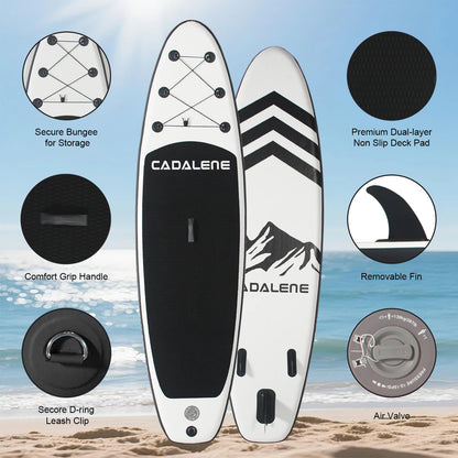 CADALENE Inflatable Stand Up Paddle Board with SUP Accessories, Anti-Slip EVA Deck 10' Inflatable Paddle Boards for Adults.