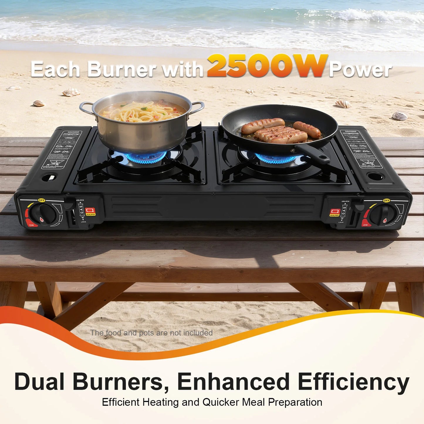 2-Burner Portable Camping Stove Butane Camping Stove Kit w/Baking Pan and Carrying Case.