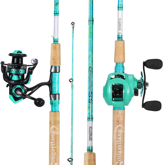 5'6" Graphite & Fiberglass Fishing Rod Combo with Quickset Anti-Reverse Reel.