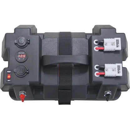 12-24V Battery Box with USB Charger and Voltmeter Portable Power Supply for Car, Marine, Camping.