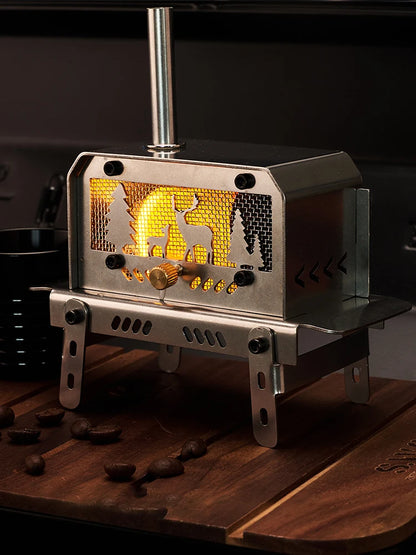 Outdoor Firewood Stove with Chimney Wood Burning Stove Stainless Steel Camping Wood Stove for Backpacking Fishing.