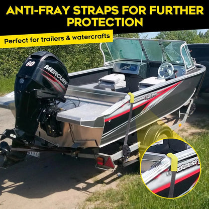 2PCS Retractable Ratchet Straps Heavy Duty Transom Tie Downs2x4ft for Boat Trailer with Brackets Bolts Set 2200LBS Break Strength